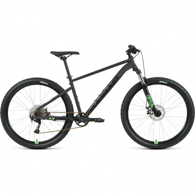 Велосипед FORWARD SPORTING 27,5 XX, рама 17", 2020-2021, черный матовый/ярко-зеленый RBKW1M179011